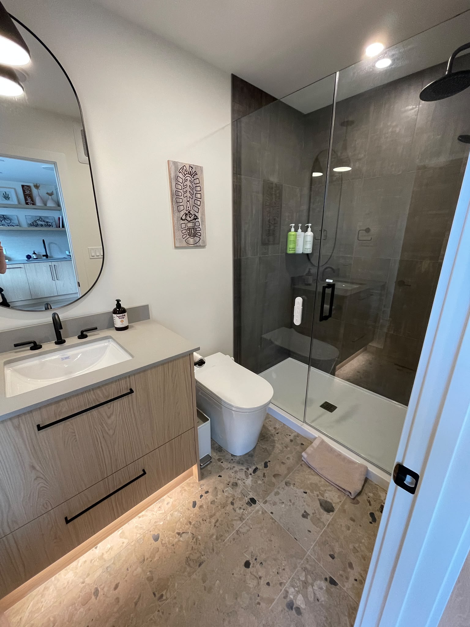 Modern bathroom with glass shower
